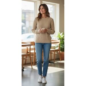 GAP Womens XS Sage Green Cable Knit Preppy Sweater Long Sleeve Crew Neck